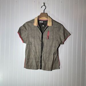 Jamie Sadock Women's Textured Polo Golf Tennis Shirt Tan Sz S Stretch Activewear